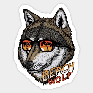 Beach Wolf Sticker